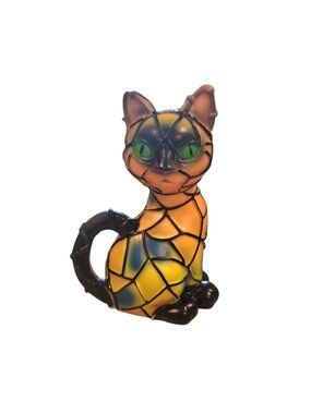 Whimsical Witch Cat Lamp Lightweight Plastic 38 Inch USB Cord 7 Inch Tall